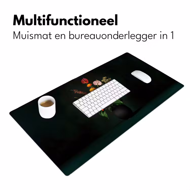Bloemen - Vaas - Zwart Muismat XXL klein -sfeer4