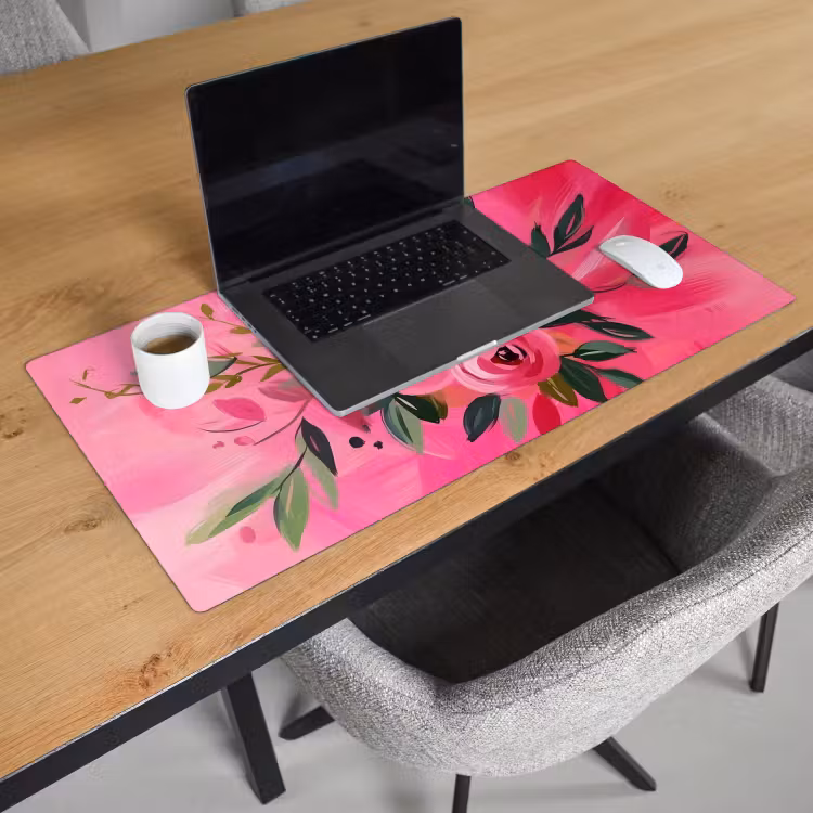 Bloemen - Verf - Roze Muismat XXL klein -sfeer1