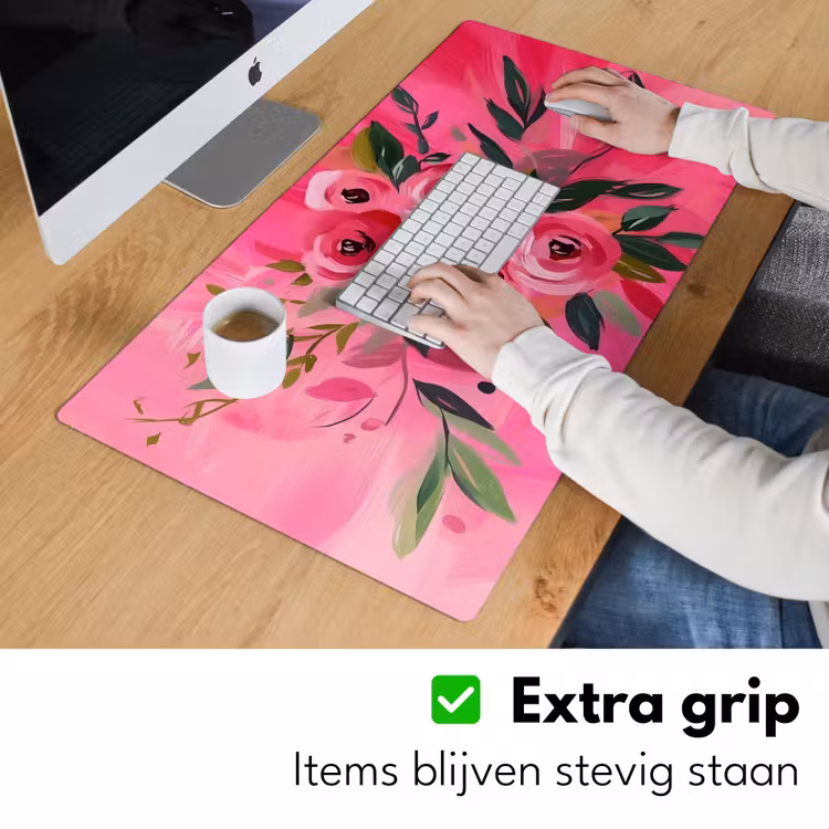 Bloemen - Verf - Roze Muismat XXL klein -sfeer3