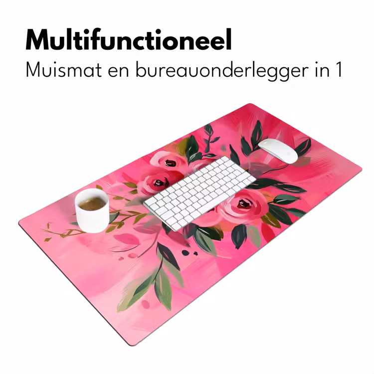 Bloemen - Verf - Roze Muismat XXL klein -sfeer4