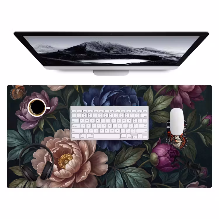 Bloemen - Vlinder - Natuur - Modern - Paars Muismat XXL klein -3d