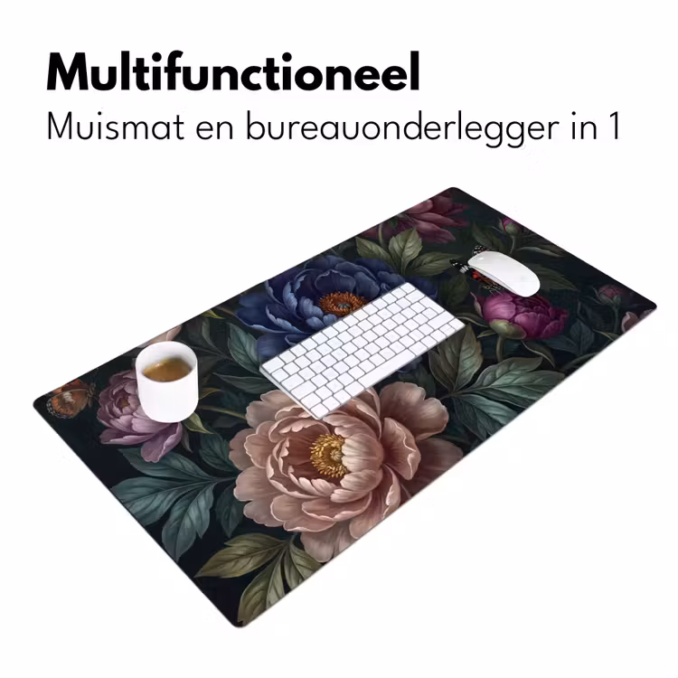 Bloemen - Vlinder - Natuur - Modern - Paars Muismat XXL klein -sfeer4