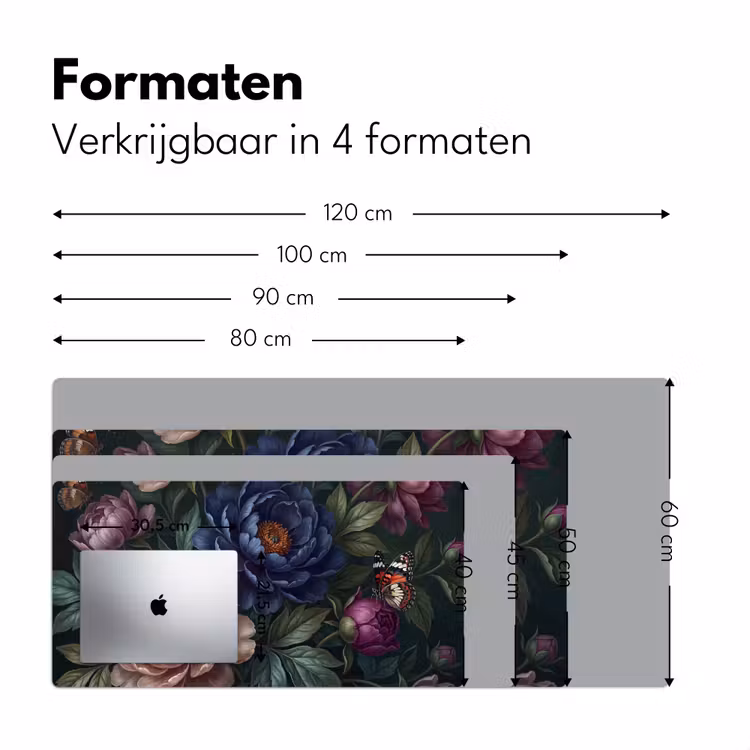 Bloemen - Vlinder - Natuur - Modern - Paars Muismat XXL klein -sfeer5