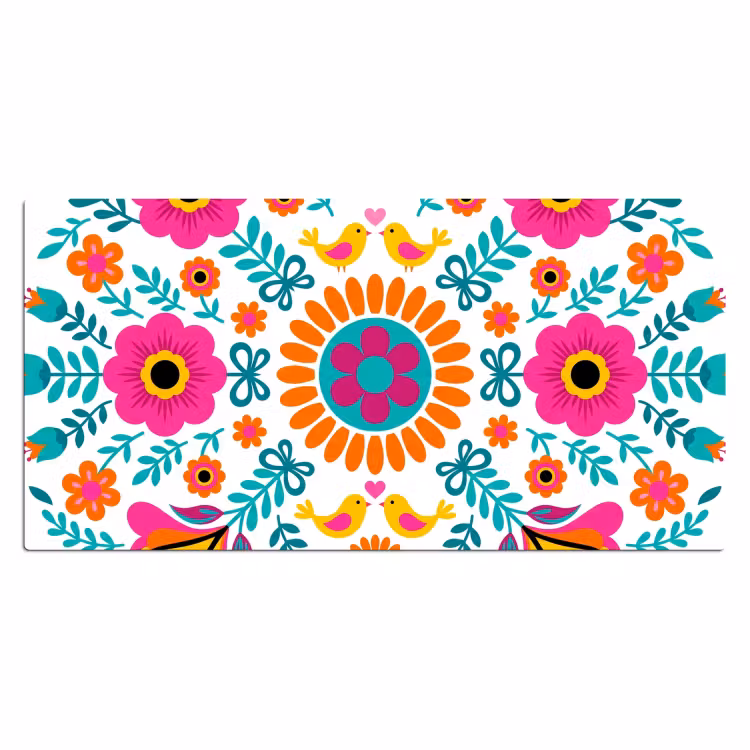 Bloemen - Vogel - Patroon - Kleurrijk - Modern Muismat XXL klein -3d_leeg