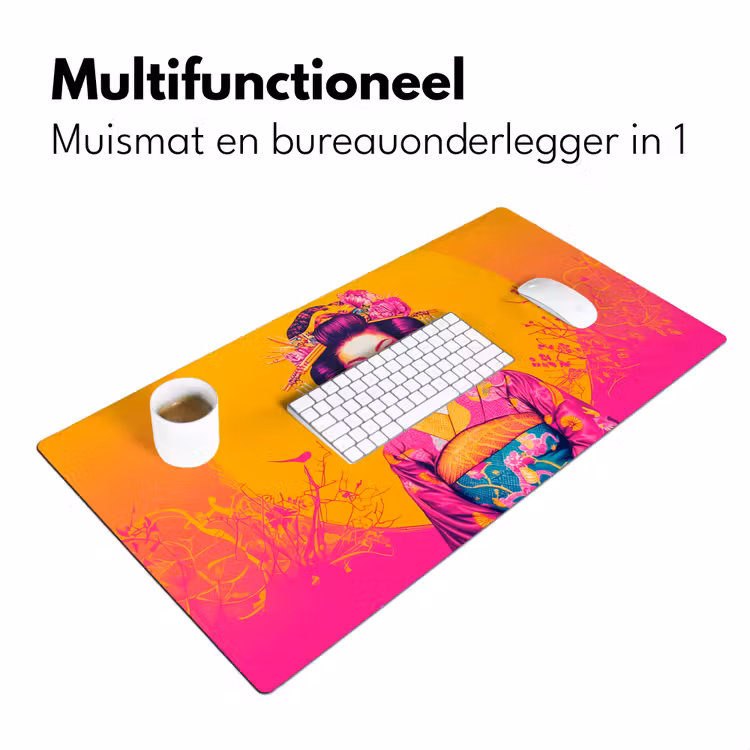 Bloemen - Vrouw - Kimono - Roze Muismat XXL klein -sfeer4
