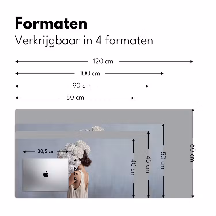 Bloemen - Vrouw - Wit Muismat XXL klein -sfeer5