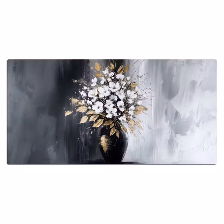 Bloemen - Wit - Vaas - Abstract Muismat XXL klein -3d_leeg