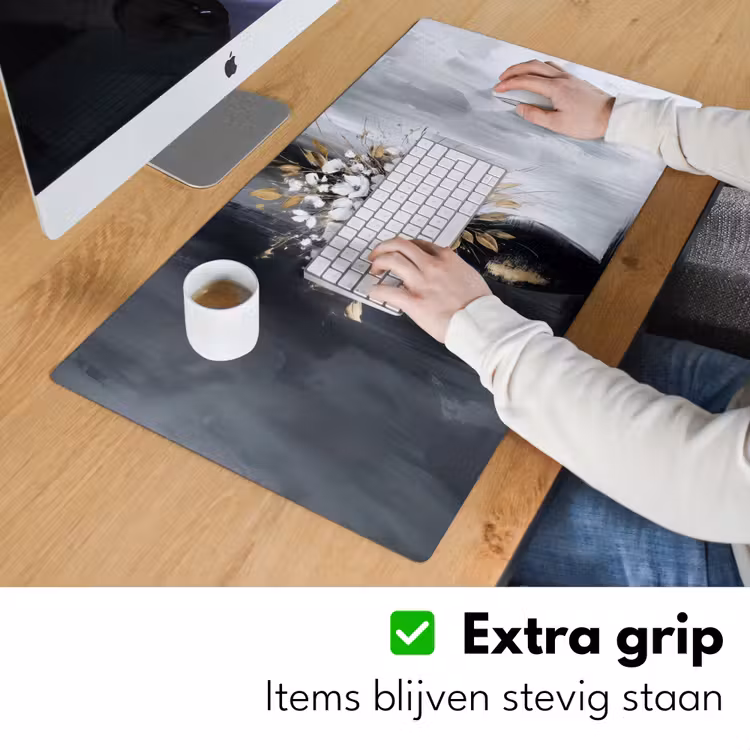 Bloemen - Wit - Vaas - Abstract Muismat XXL klein -sfeer3