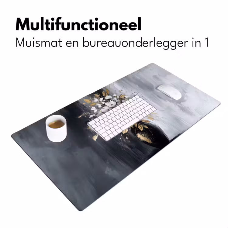 Bloemen - Wit - Vaas - Abstract Muismat XXL klein -sfeer4