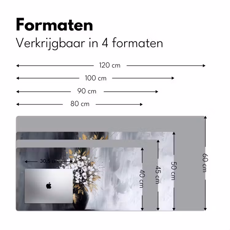 Bloemen - Wit - Vaas - Abstract Muismat XXL klein -sfeer5