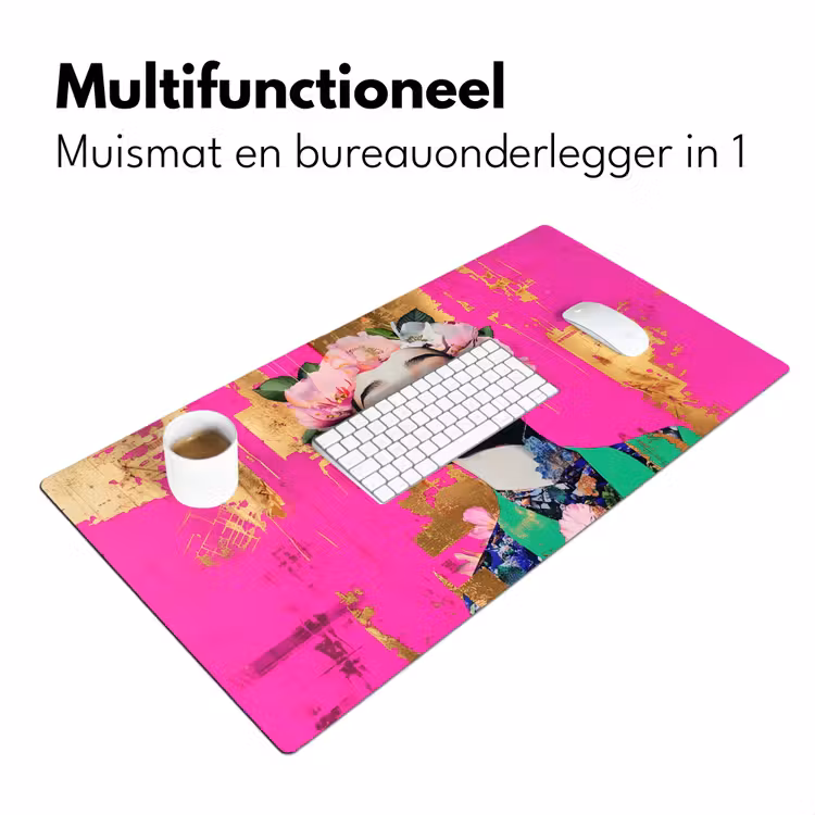 Bloemenkroon - Goud - Vrouw - Portret Muismat XXL klein -sfeer4