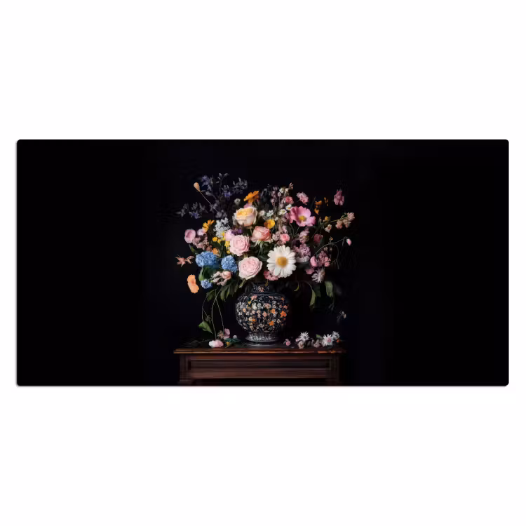 Bloemenvaas - Hout - Bloemen - Boeket Muismat XXL klein -3d_leeg