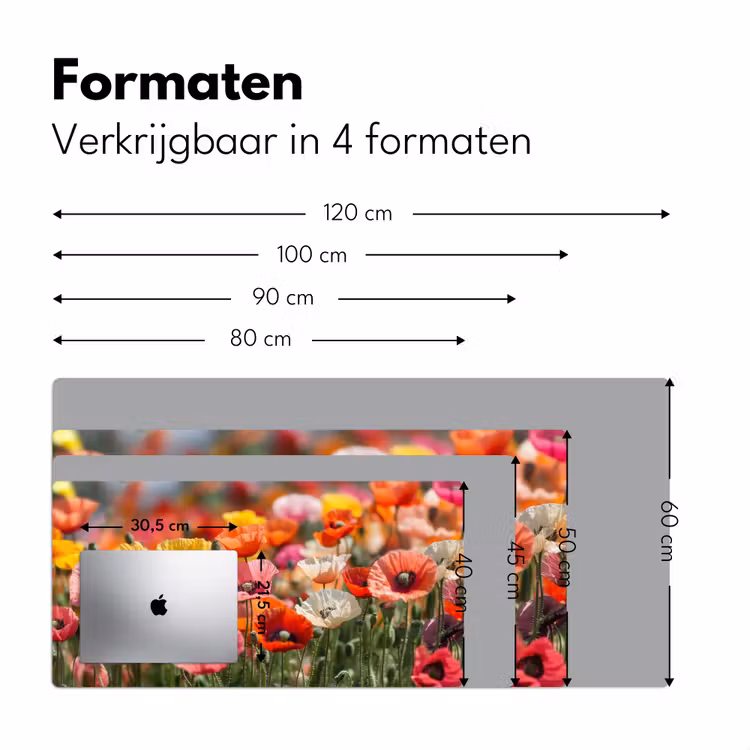 Bloemenveld - Klaprozen - Kleurrijk Muismat XXL klein -sfeer5