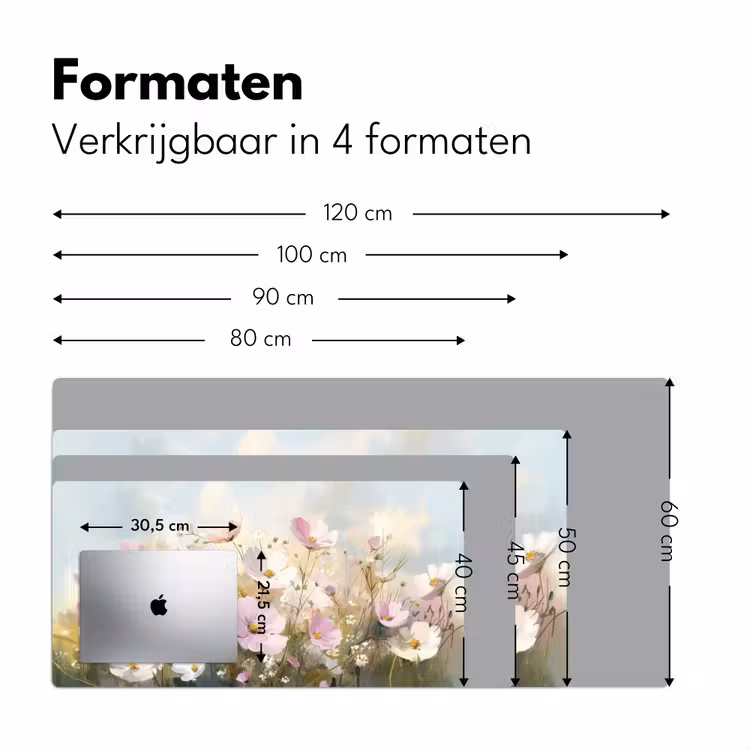 Bloemenveld - Lichte tinten - Geschilderd Muismat XXL klein -sfeer5
