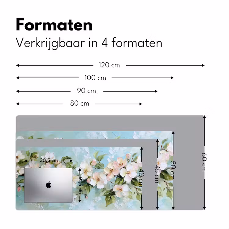 Bloesem - Bladeren - Lichtblauw Muismat XXL klein -sfeer5