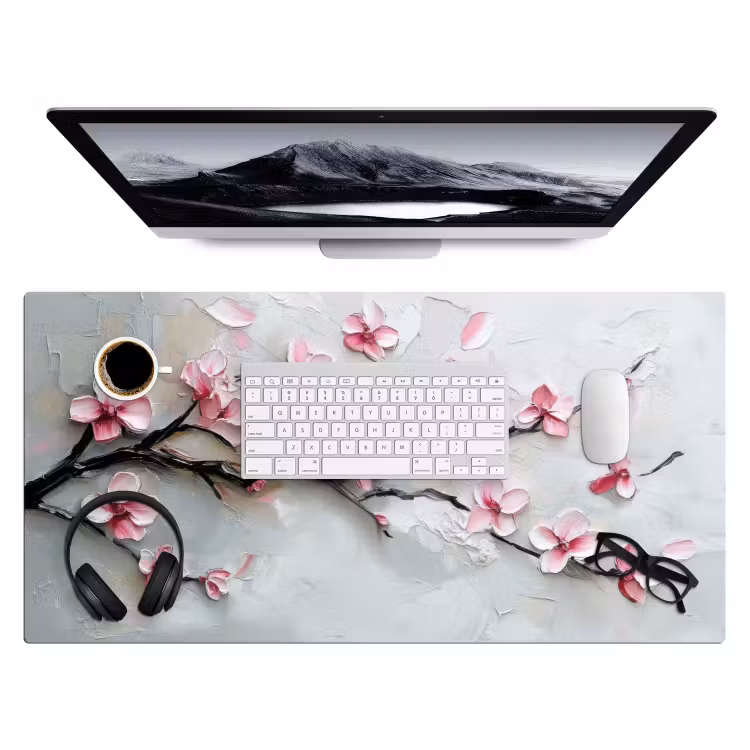 Bloesem - Kunstzinnig - Roze - Sakura Muismat XXL klein -3d