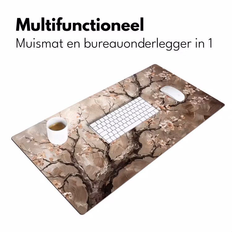 Bloesem - Takken - Schilderij - Beige - Serene Muismat XXL klein -sfeer4