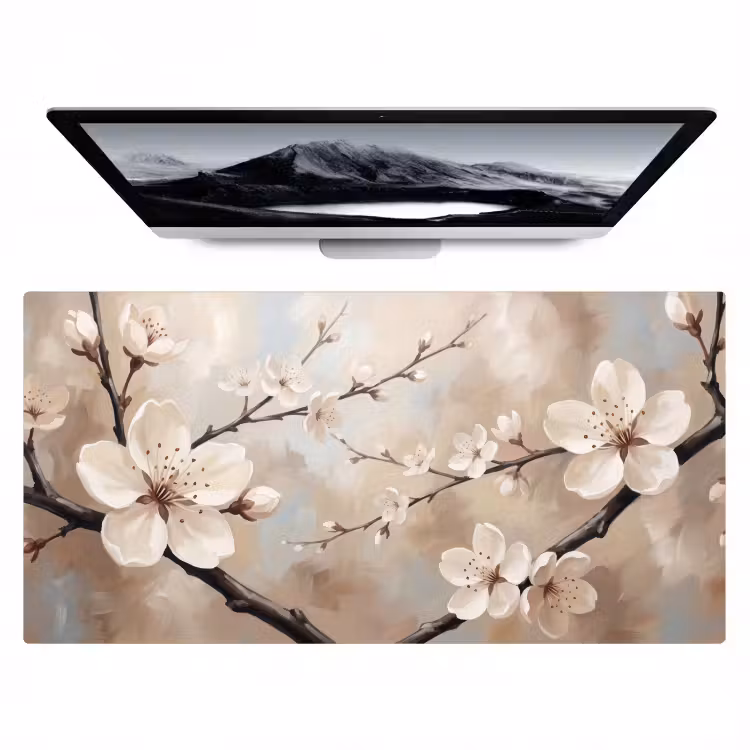 Bloesem - Takken - Schilderij - Beige - Serene Muismat XXL klein -zzz3d