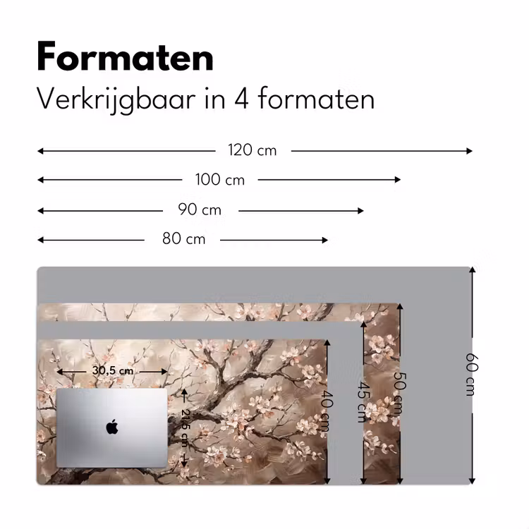 Bloesem - Takken - Schilderij - Beige - Serene Muismat XXL klein -sfeer5