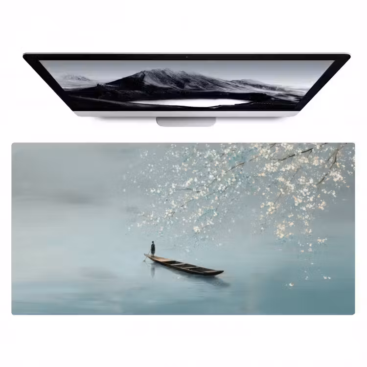 Bloesems - Minimalistisch - Wateroppervlak - Boot Muismat XXL klein -zzz3d