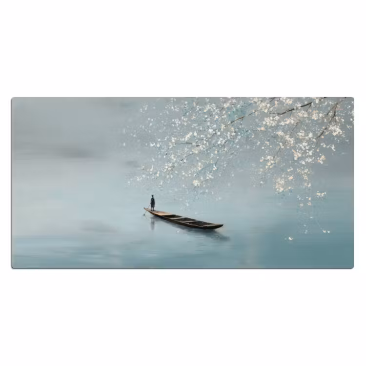 Bloesems - Minimalistisch - Wateroppervlak - Boot Muismat XXL klein -3d_leeg