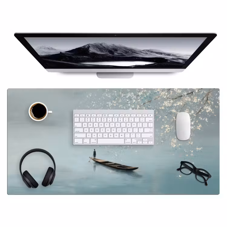 Bloesems - Minimalistisch - Wateroppervlak - Boot Muismat XXL klein -3d
