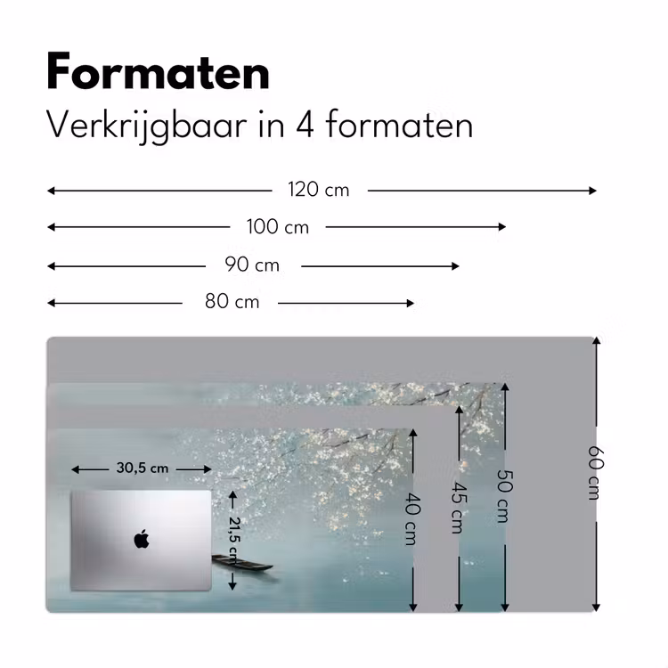 Bloesems - Minimalistisch - Wateroppervlak - Boot Muismat XXL klein -sfeer5