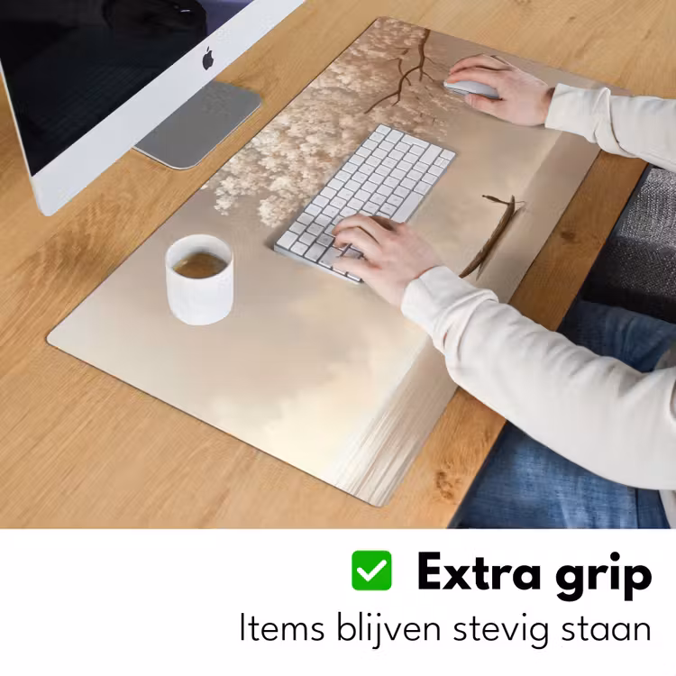 Bloesems - Wit - Boot - Minimalistisch Muismat XXL klein -sfeer3