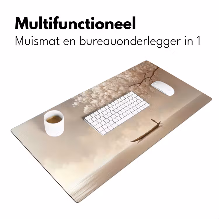 Bloesems - Wit - Boot - Minimalistisch Muismat XXL klein -sfeer4
