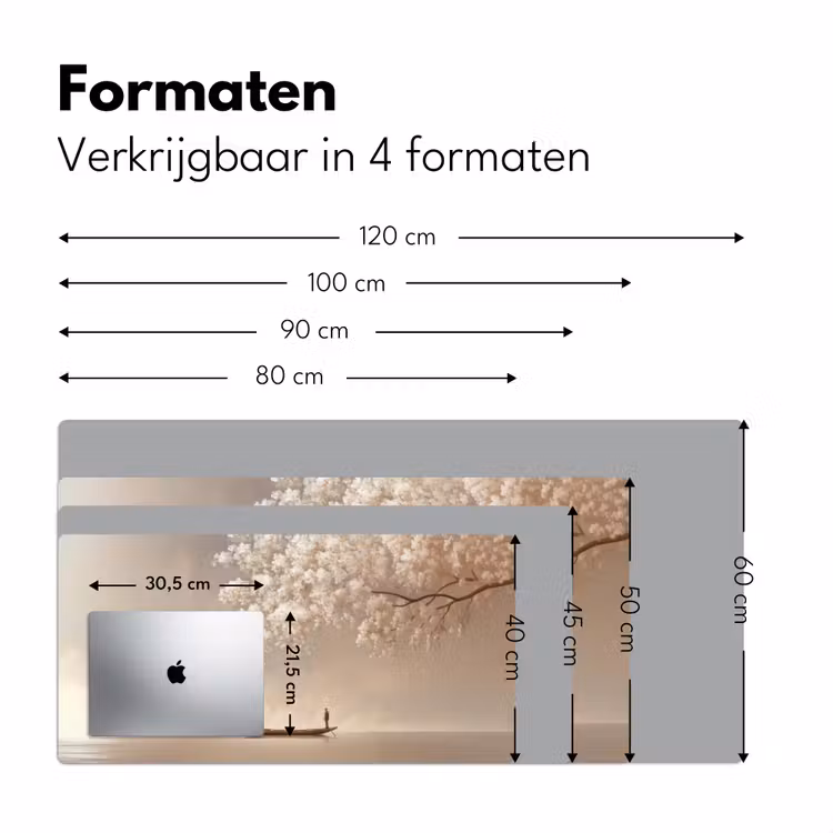 Bloesems - Wit - Boot - Minimalistisch Muismat XXL klein -sfeer5