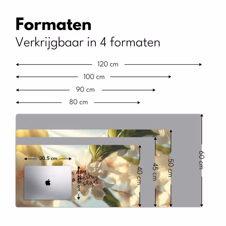 Bloesems - Zonlicht - Quote - Wit Muismat XXL klein -sfeer5