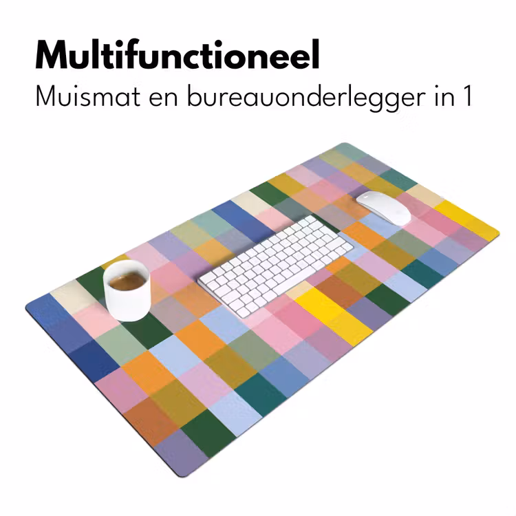 Blokken - Vierkant - Patroon - Gekleurd Muismat XXL klein -sfeer4