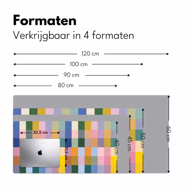 Blokken - Vierkant - Patroon - Gekleurd Muismat XXL klein -sfeer5
