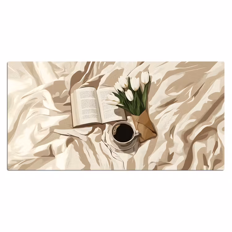 Boek - Illustratie - Tulpen - Koffie Muismat XXL klein -3d_leeg