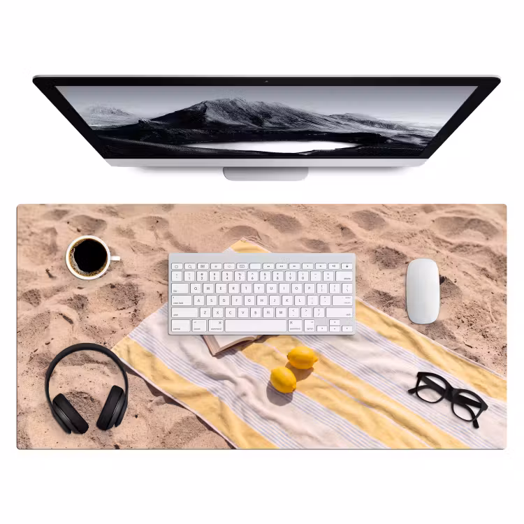 Boek - Zonnebril - Strand - Zomer - Geel Muismat XXL klein -3d