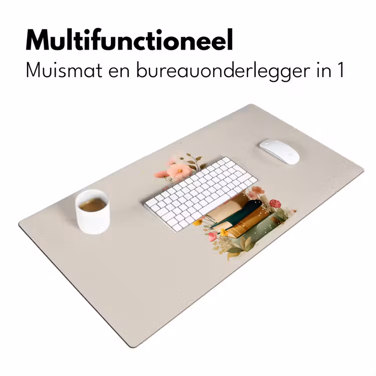 Boeken - Stapel - Bloemen - Kleurrijk Muismat XXL klein -sfeer4