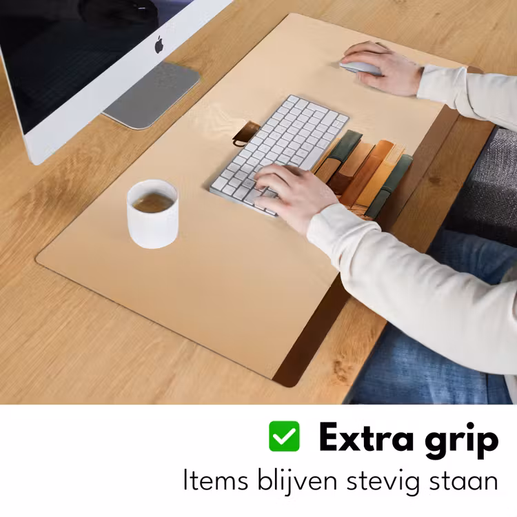 Boeken - Toren - Koffie - Beige Muismat XXL klein -sfeer3