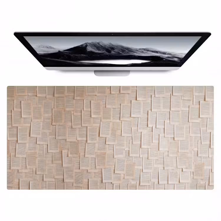 Boekpagina - Collage - Literatuur - Vintage - Beige Muismat XXL klein -zzz3d