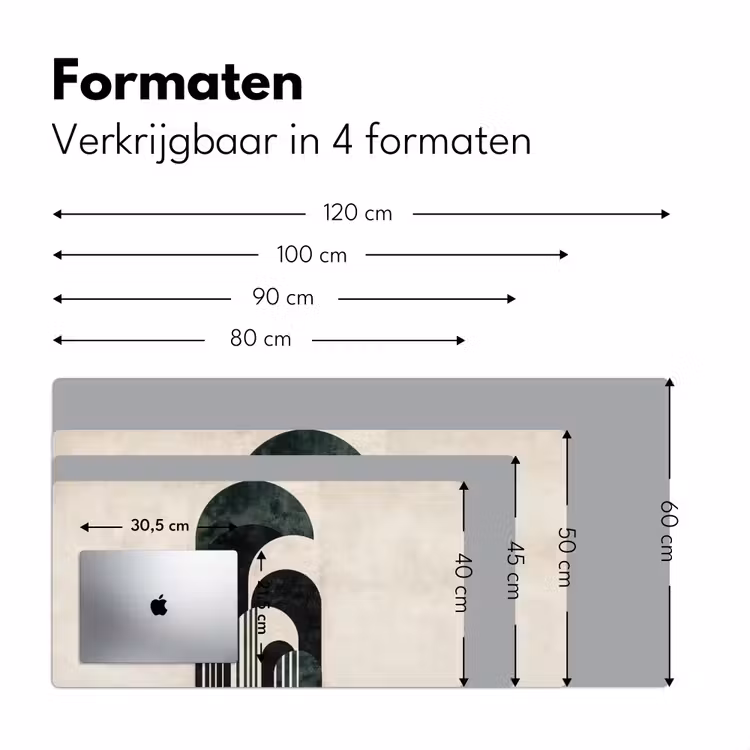 Bogen - Donkergroen - Lijnen Muismat XXL klein -sfeer5