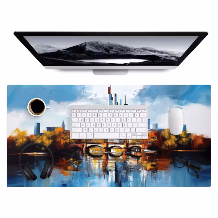 Bomen Frankfurt- Stad - Skyline - Brug Muismat XXL klein -3d