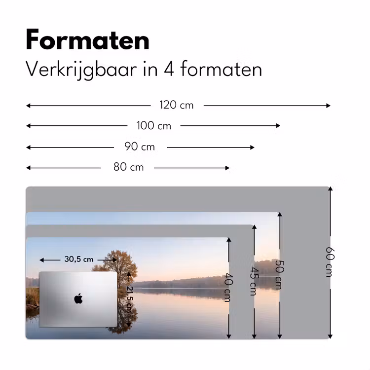 Bomen - Reflectie - Water - Zonsopgang - Serene Muismat XXL klein -sfeer5
