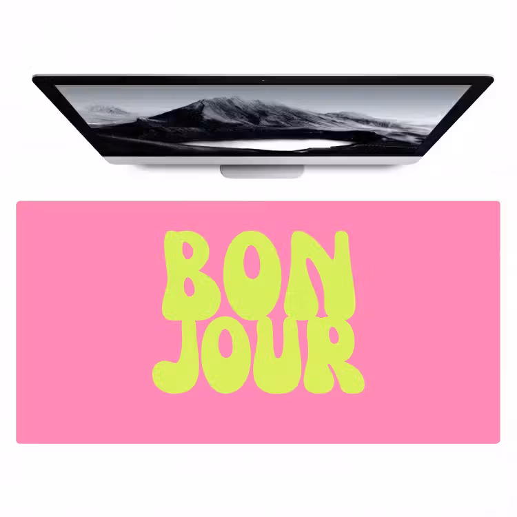 Bonjour - Roze - Fel groen Muismat XXL klein -zzz3d