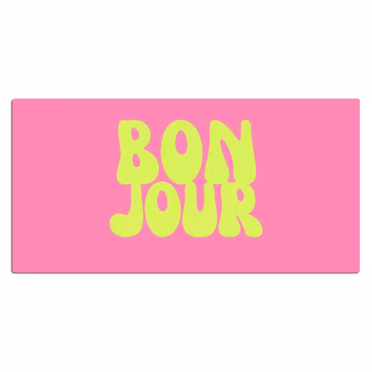 Bonjour - Roze - Fel groen Muismat XXL klein -3d_leeg