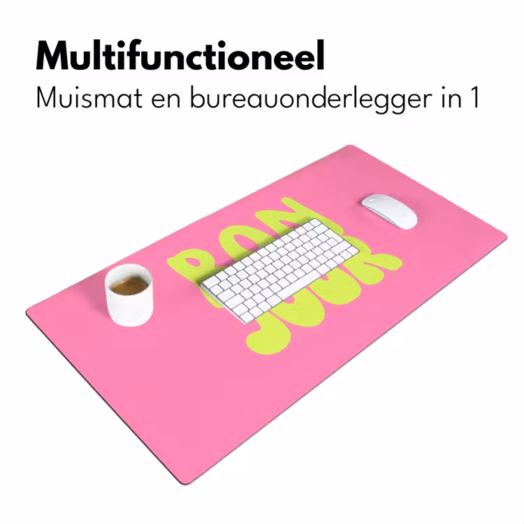 Bonjour - Roze - Fel groen Muismat XXL klein -sfeer4
