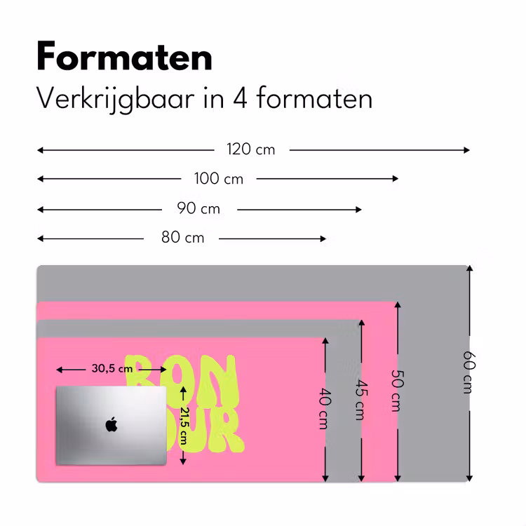 Bonjour - Roze - Fel groen Muismat XXL klein -sfeer5