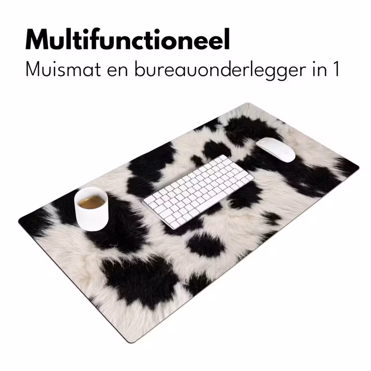 Bont - Textuur - Zwart - Wit Muismat XXL klein -sfeer4