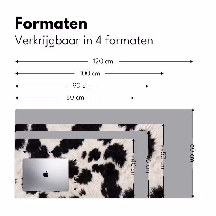 Bont - Textuur - Zwart - Wit Muismat XXL klein -sfeer5
