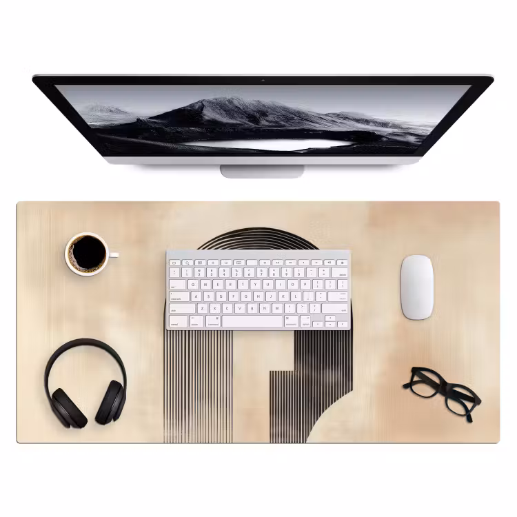 Boog - Strepen - Minimalistisch - Zwart Muismat XXL klein -3d