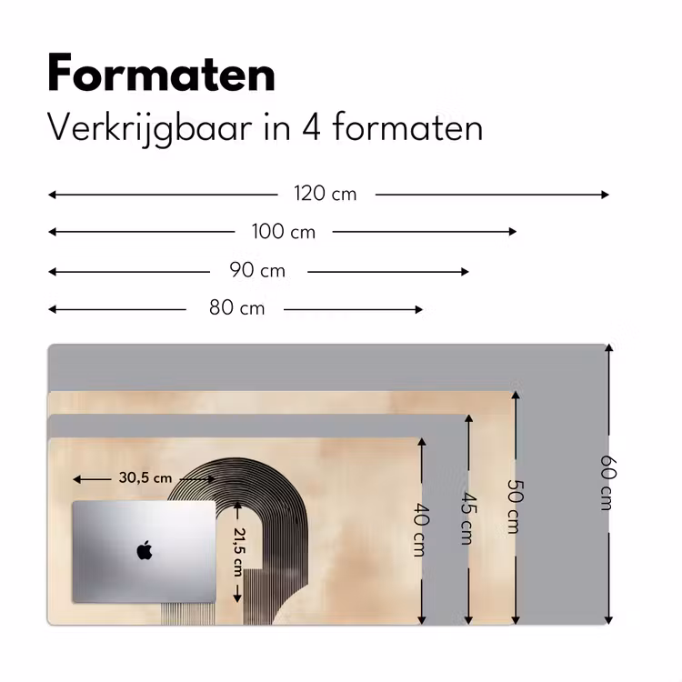 Boog - Strepen - Minimalistisch - Zwart Muismat XXL klein -sfeer5