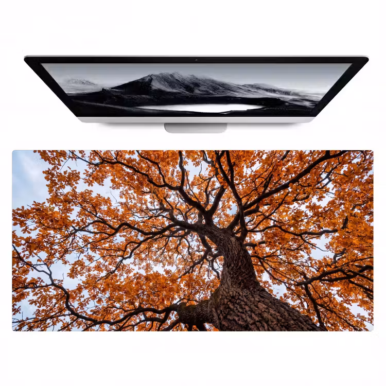 Boom - Bladerdak - Herfst - Oranje - Sfeervol Muismat XXL klein -zzz3d